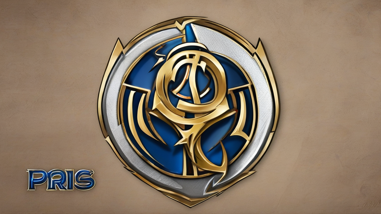Logo PSG.LGD - chińskiej drużyny Dota 2 z charakterystycznym złoto-niebieskim emblematem
