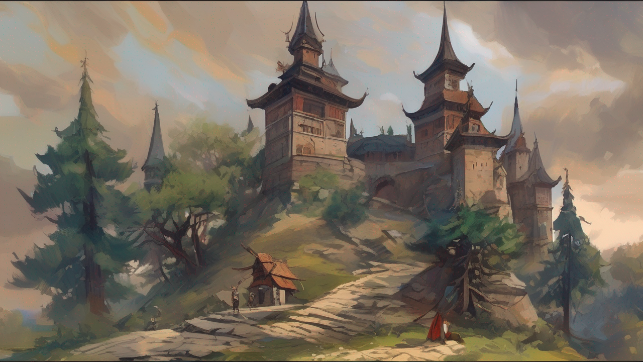 Panorama pola bitwy Dota 2 z sylwetkami bohaterów w dynamicznych pozach bojowych